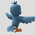 Cute Blue Bird Doll With Spread Wings Big Eyes And Orange Beak Feet