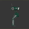 Green Humanoid Robot Featuring Two Antennas And Yellow Grid Display With Long Legs