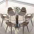 Round dining table and chair combination 3d model