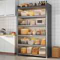 Large Capacity Kitchen Sideboard Cabinet With Frosted Glass Doors Organize Kitchenware And Small Kitchen Appliances