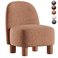 Modern Upholstered Single Chair With Rounded Backrest In Brown And White Fabric