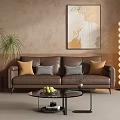 Modern double sofa coffee table combination 3d model