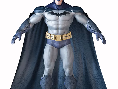 Batman Game Movie Character With Muscular Build Blue Cape And Armored Suit 3d model