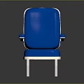 Modern Blue Chair With Armrests White Trim And Metal Legs