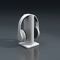 Modern Audio Headphones With White Stand And Sleek Minimalist Design Setup