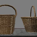 Woven Rattan Baskets As Practical Household Storage Items With Different Shapes