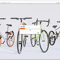 Modern Bicycles in Assorted Colors with Different Styles and Features 3d model