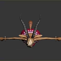 Cartoon Antelope Character In Pink Bikini Top Skirt Red Socks High Heels Standing Pose