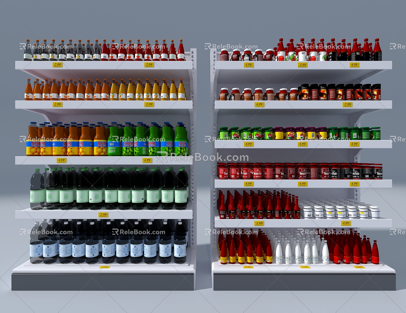 Supermarket shelf display rack 3d model