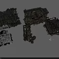 Detailed Building Components Models Featuring Ruined Walls Collapsed Roofs And Broken Columns 3d model