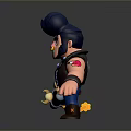 Cartoon Man Character With Dark Blue Hair Angry Expression Holding Double Barrel Weapon