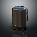 Modern Black Hard Shell Suitcase With Vertical Stripes Telescopic Handle And Wheels 3d model