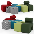 Colorful Modular Sectional Sofa With Red Blue Green And Striped Seats
