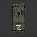 Military Green Armored Tank With Roof Mounted Weapon And White Body Markings