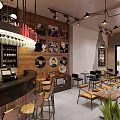 Industrial LOFT Bar Small Sentiment Bar Clear Bar Bistro 3d model