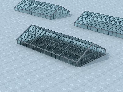 Modern Glass Greenhouse Structures With Transparent Frames And Simple Designs 3d model