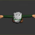 3D Game Movie Character With Gray Hair Green Hat Green Outfit And Brown Boots