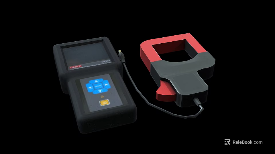 Industrial Digital Testing Equipment Featuring Display Screen Clamp And Control Panel 3d model