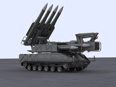 Military Tank With Multiple Missiles And Launch System On Tracked Chassis 3d model