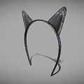 Black Cat Ear Headband With Sparkling Decorative Details Fashion Accessory For Daily Wear