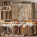 Natural Stone and Wood Wall Decor Collection with Various Textures and Patterns 3d model