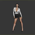 Professional Woman In Formal Business Attire With White Shirt Black Skirt And High Heels