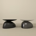 Modern Minimalist Two Side Tables With Black Base And White Tabletop Design 3d model
