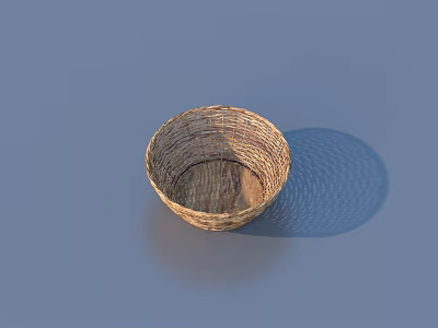 Handwoven Wicker Basket as Practical Household Storage Item for Daily Use 3d model