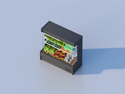 Black Layered Display Shelf With Transparent Glass Door For Fresh Vegetables And Fruits 3d model