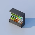 Black Layered Display Shelf With Transparent Glass Door For Fresh Vegetables And Fruits