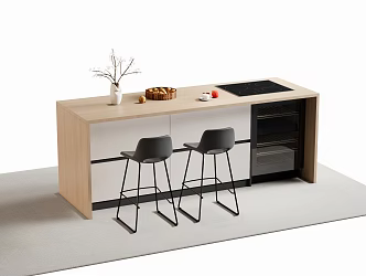 Western Kitchen Bar Nakajima Dining Table and Chair Dining Island Table 3d model