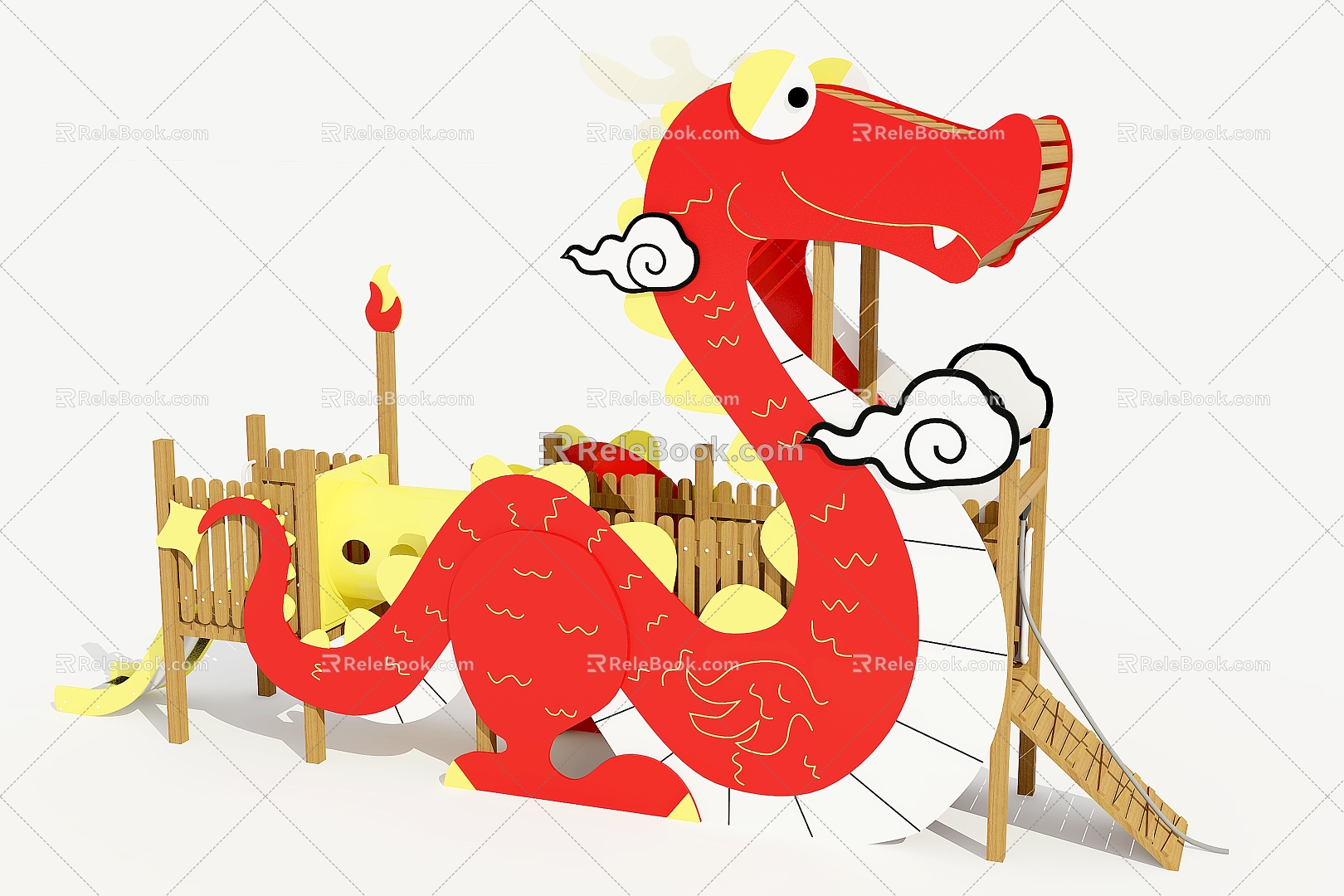 Dragon Amusement Equipment Game Rack Ladder Slide 3d model