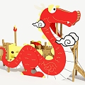 Dragon Amusement Equipment Game Rack Ladder Slide 3d model