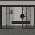 Modern Glass Sliding Doors with Black Frames and Fireplace in Interior