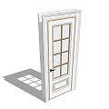 White Hinged Door With Glass Panes Decorative Panel And Black Handle 3d model