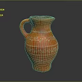 Orange Ceramic Jug With White Patterned Decorative Design And Handle