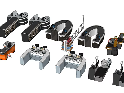 Modern Reception Desk Designs With Various Shapes Materials And Functional Structures 3d model