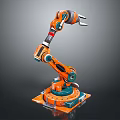 Orange Precision Industrial Robotic Arm With Mechanical Joints And Sturdy Base 3d model
