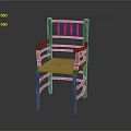 Classic Wooden Armchair With Woven Seat Curved Armrests And Carved Backrest