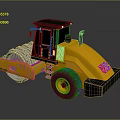 Yellow Heavy Duty Road Roller Construction Vehicle 3d model
