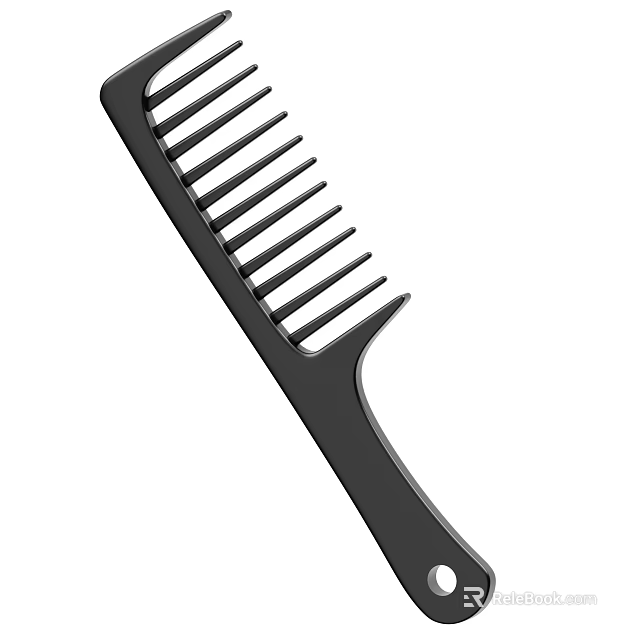 Black Plastic Hair Comb With Ergonomic Handle For Daily Grooming Use 3d model 