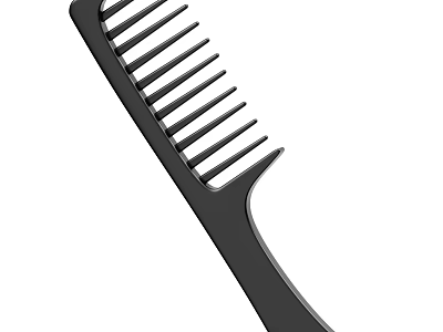 Black Plastic Hair Comb With Ergonomic Handle For Daily Grooming Use 3d model