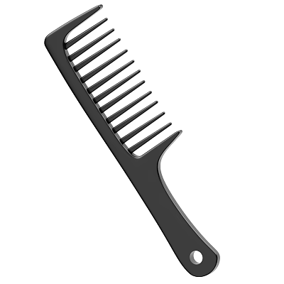 Black Plastic Hair Comb With Ergonomic Handle For Daily Grooming Use 3d model