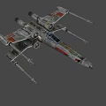 X Wing Fighter Jet In Flight With Four Engines And Aerodynamic Design