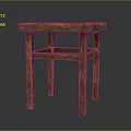 Natural Wooden Table With Simple Design And Solid Legs Structure 3d model
