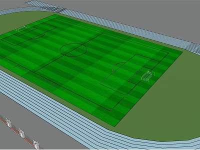 Campus Soccer Field With Green Grass And Surrounding Running Track For Students 3d model