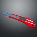 Red Handle Utility Knife with Silver Blade and Serrated Edge for Household Use