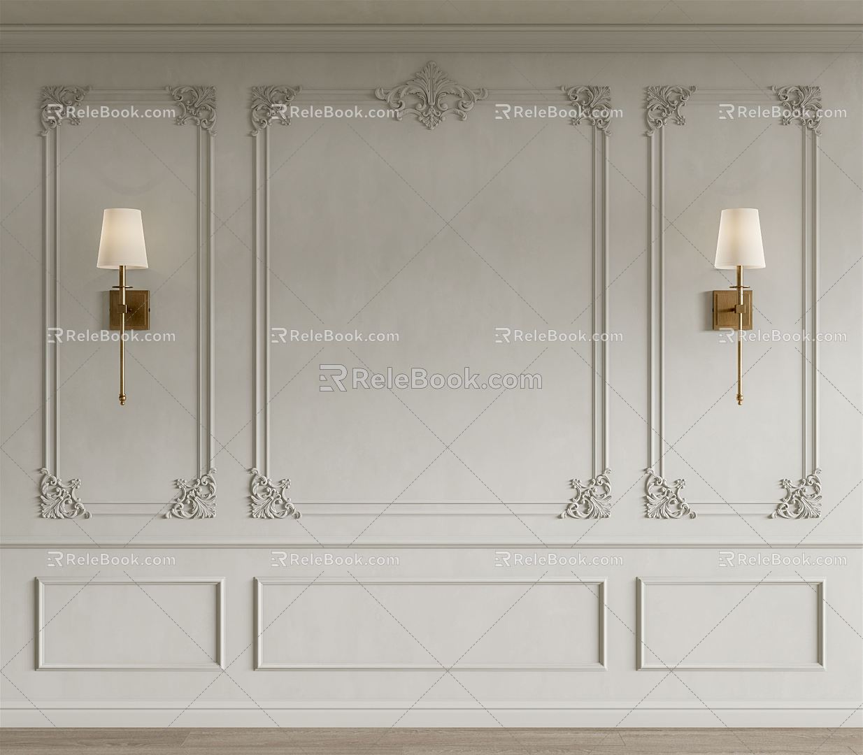 European style wall panel carved wall panel 3d model