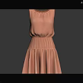 Elegant Stylish Peach Sleeveless Dress With Round Neck And Layered Skirt