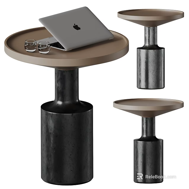 Modern Round Top Side Table With Black Metal Base For Living Room Bedroom Use 3d model 